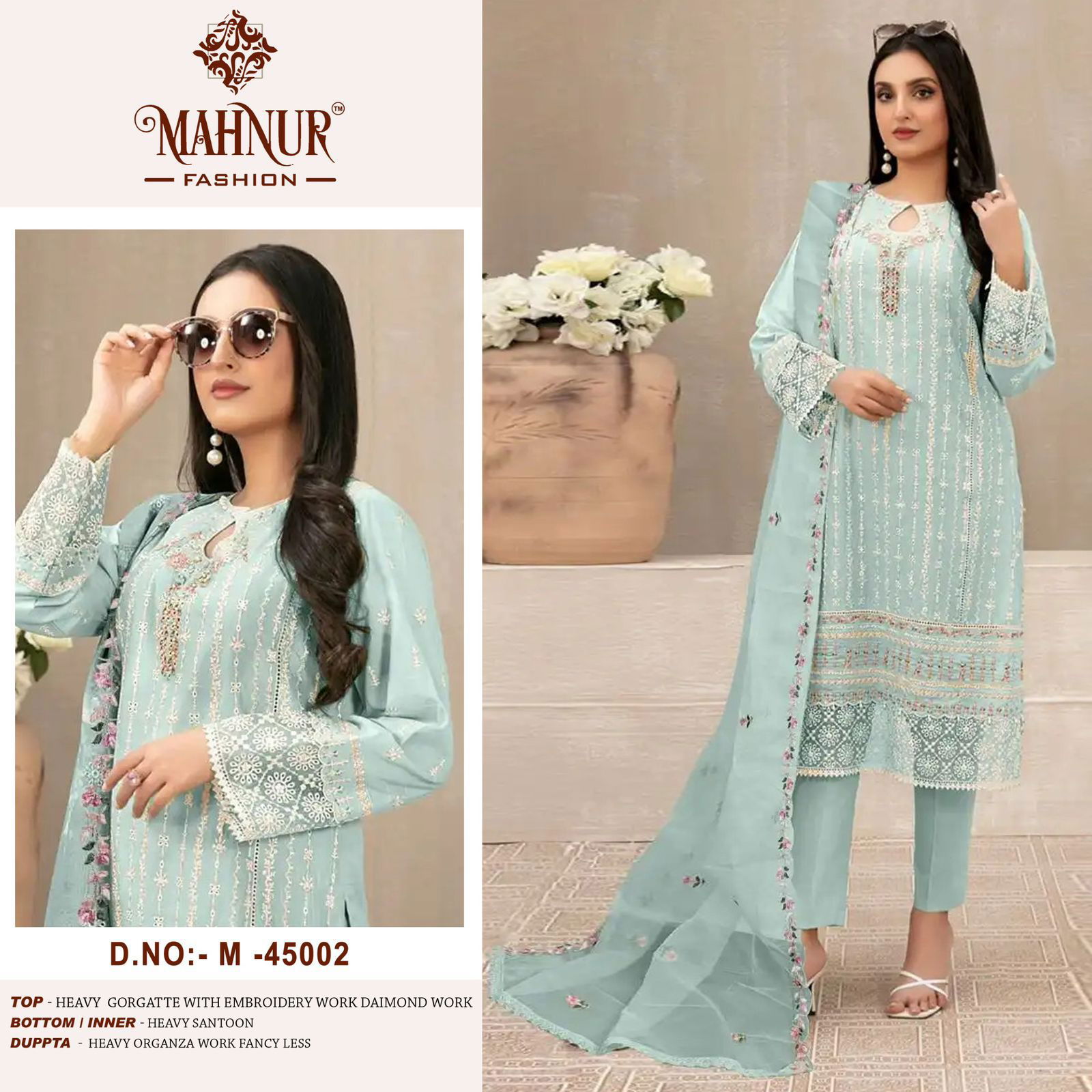 Mahnur Vol 45 Heavy Georgette Pakistani Suits Wholesale Clothing Suppliers In India
